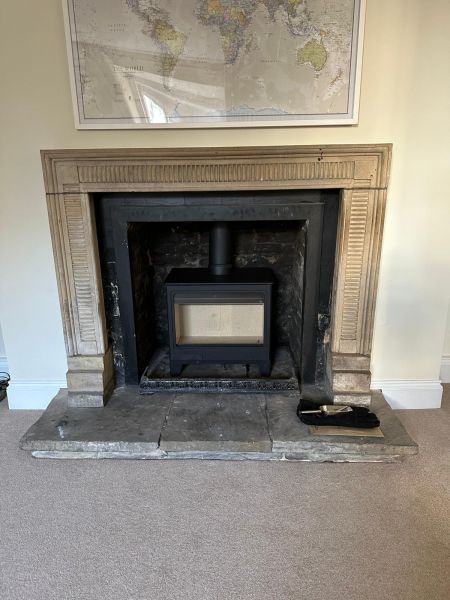 Hunter Herald Allure 7 fitted into original fireplace in little Dalby Lancashire : Swipe To View More Images