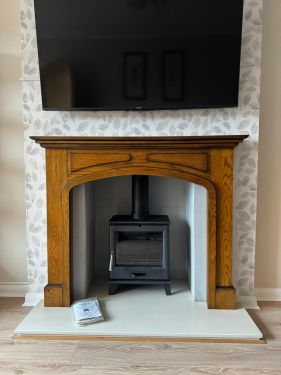 Click Here To Enlarge This Photo Of Widescreen Cedar Log Burner Installed In Nottingham